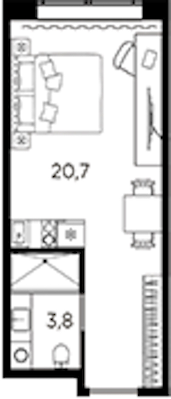Квартира студия 24.5 м², 5/13 эт., ЖК «AVENIR Industrial»